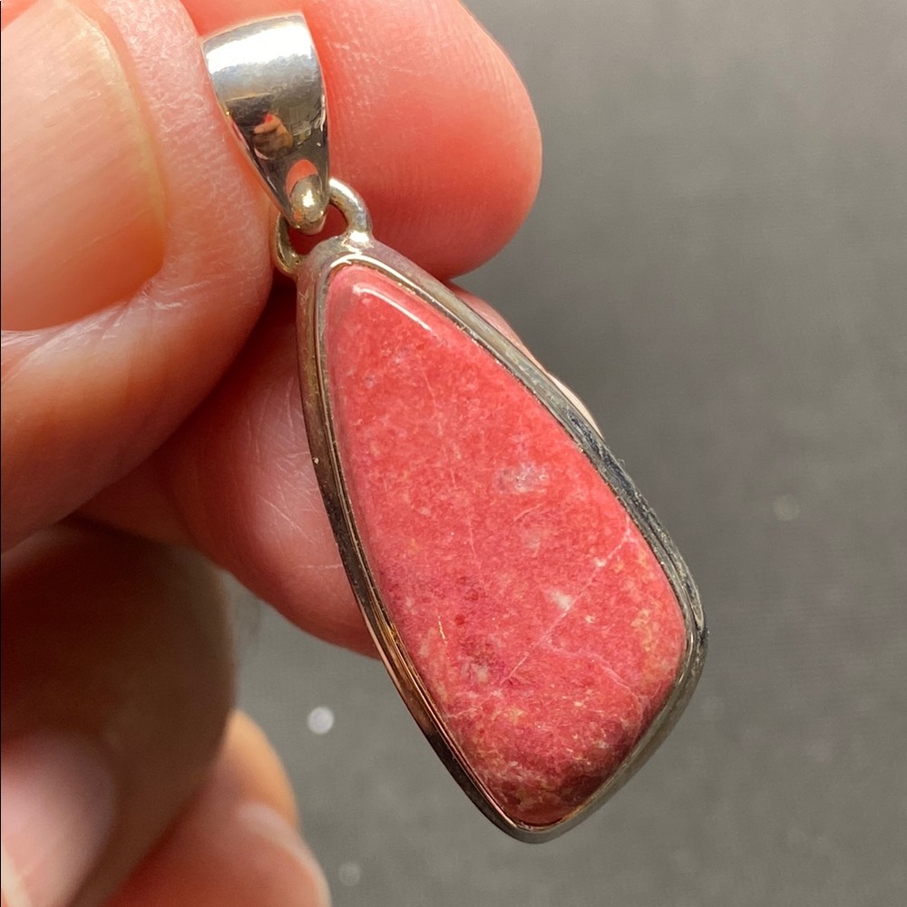 Pink Thulite Pendant in Solid Sterling Silver 925